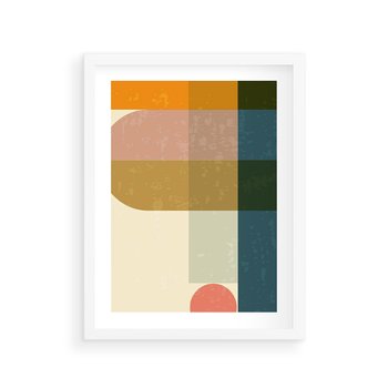 Plakat w ramie 40x50 - Geometryczna Grafika na Plakacie - geometryczna nowoczesna grafika, minimalizm - rama biała