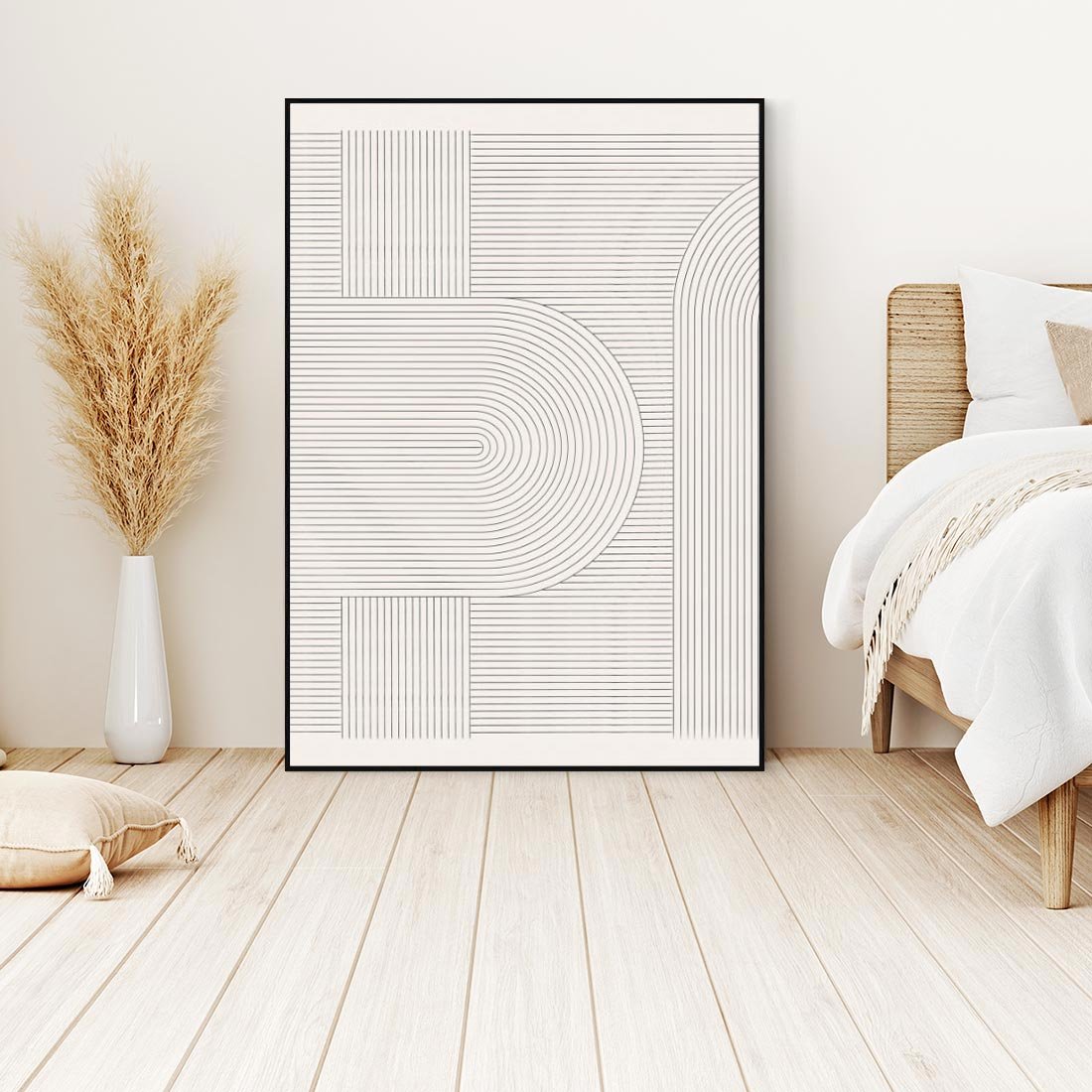 Obraz w ramie 70x100 - Geometryczna Elegancja Mid Century - mid century, minimalizm - rama czarna