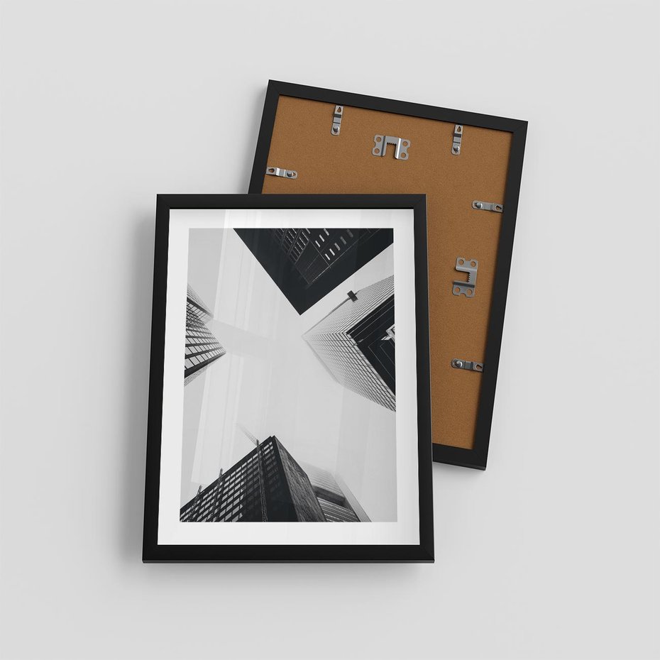 Plakat w ramie 30x40 - Nowoczesna Dynamika - perspektywa, wieżowce - rama czarna