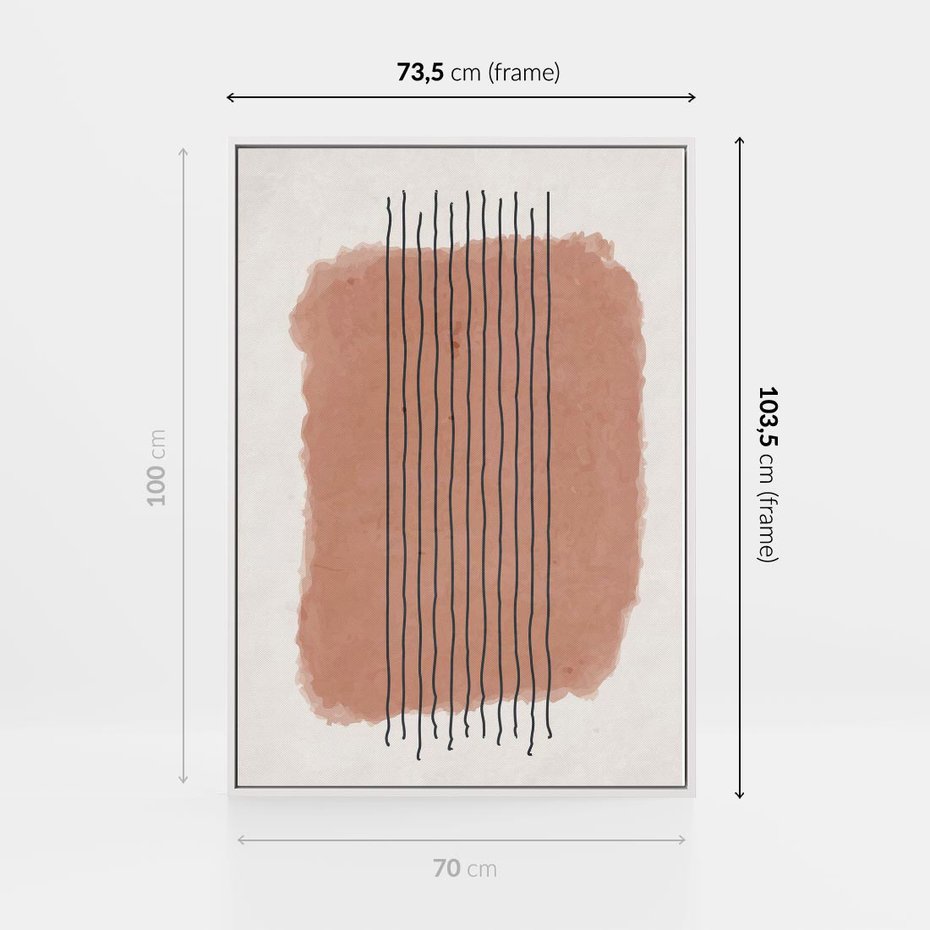 Obraz w ramie 70x100 - Rozmyte Widzenia - abstrakcyjna akwarelowa plama, nieregularne kreski - rama biała