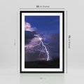 Plakat w ramie 50x70 - Burza z błyskawicami nad horyzontem - burza, błyskawica - rama czarna