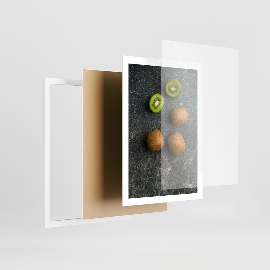 Plakat w ramie 50x70 - : Zdrowe kąski - kiwi, owoce - rama biała