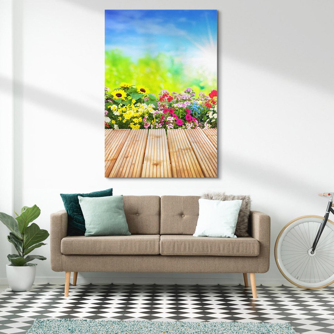 Obraz na płótnie 50x70 - Energiczny ogród - kwiaty, ogród