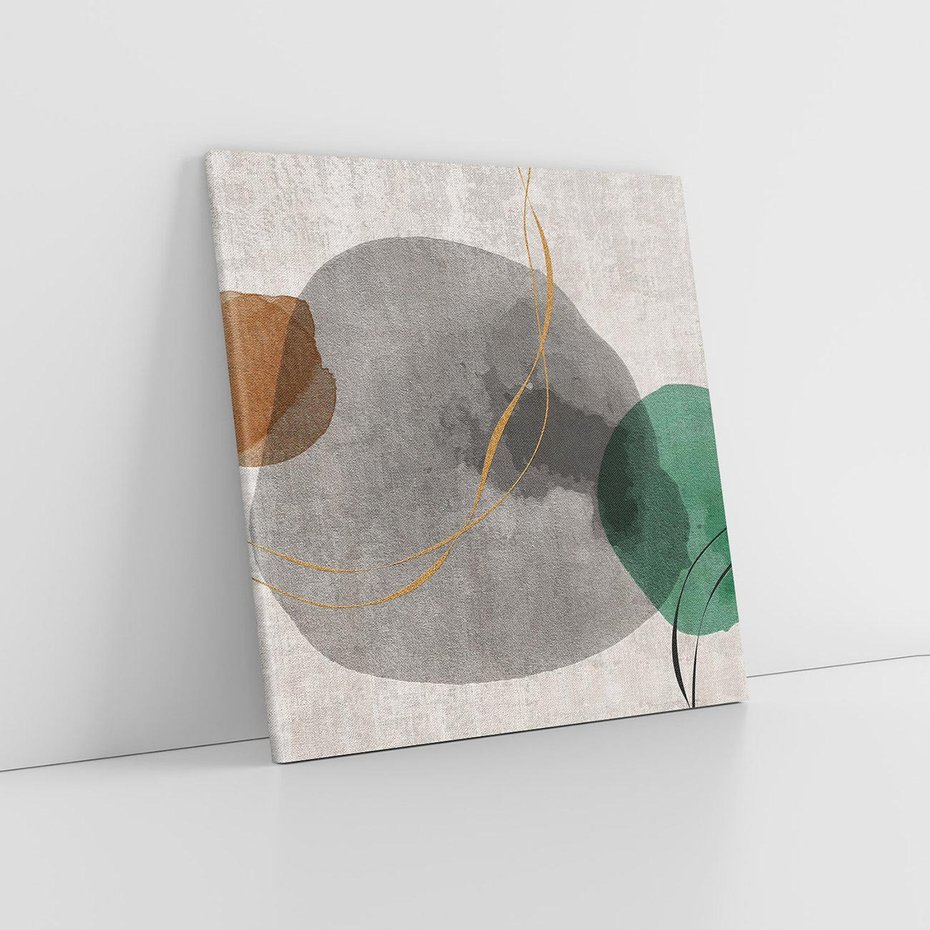 Obraz na płótnie 60x60 - Delikatne Plamy - akwarelowe plamy, złote linie