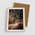 Plakat w ramie 50x70 - Magia Jesieni: Pejzaż Parku w Odcieniach Żółci - jesień, park - rama drewno