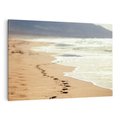Obraz na płótnie 70x50 - Ślady stóp na plaży - plaża, ślady