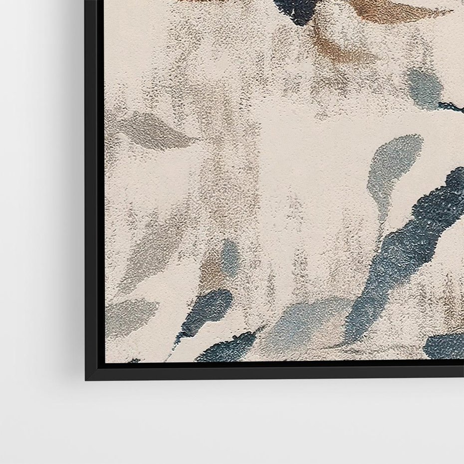 Obraz w ramie 50x50 - Refleksje liściowych barw - abstrakcyjne kształty, przypominają liście - rama czarna