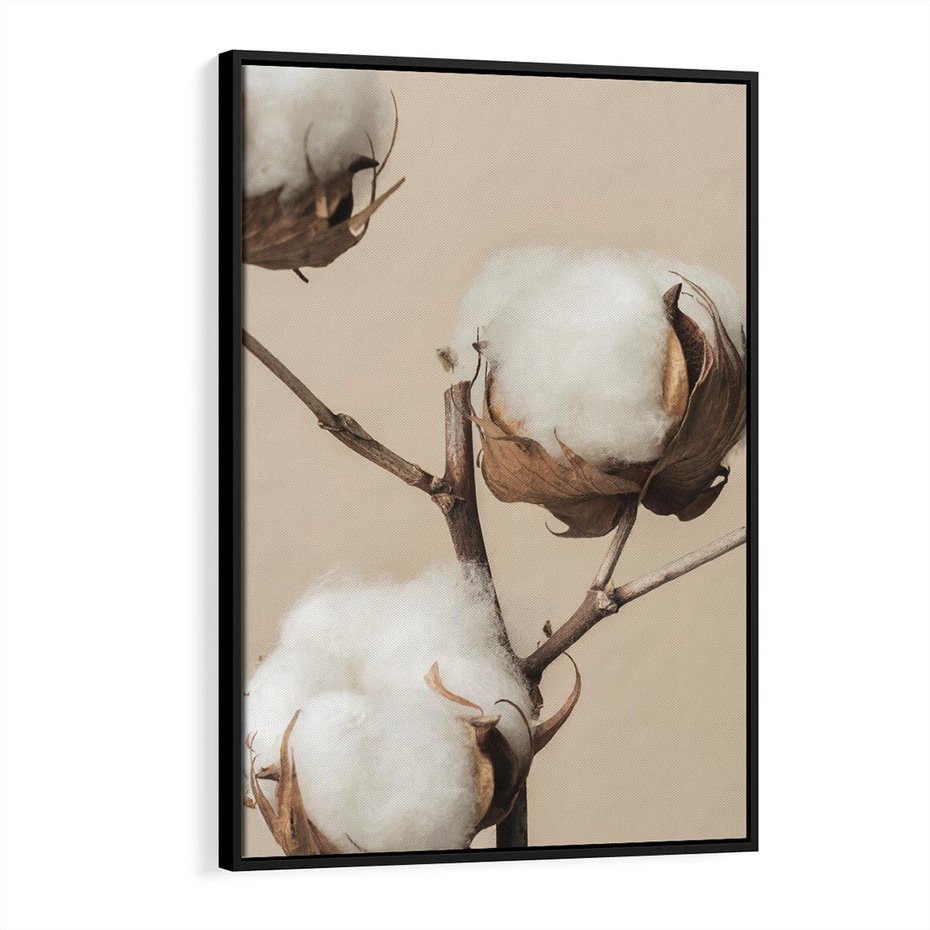 Obraz w ramie 70x100 - Bawełniana melancholia - bawełna, suche - rama czarna