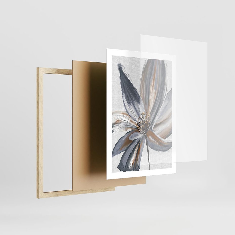 Plakat w ramie 50x70 - Olejne kwiaty - wyraz emocji - kwiaty, malowane - rama drewno