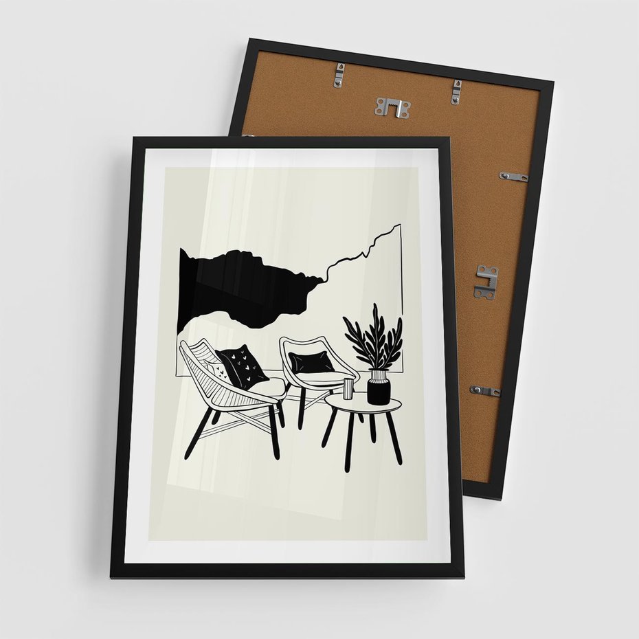 Plakat w ramie 50x70 - Boho Elegancja - boho wnętrze, salon - rama czarna