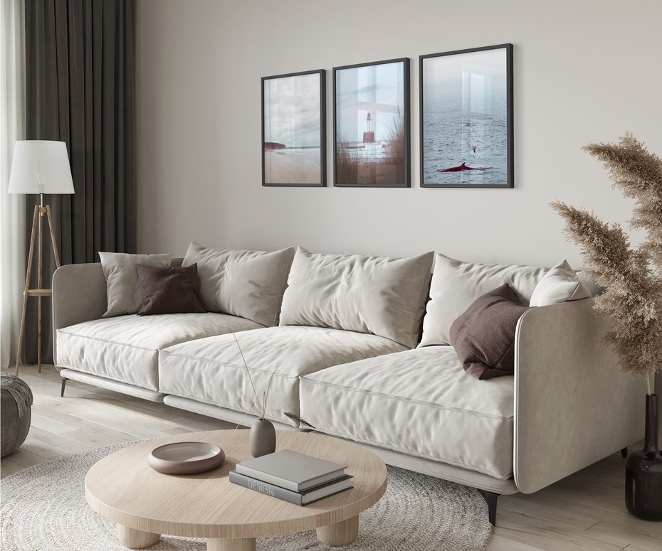 Zestaw obrazy w ramie 50x70 galeria - Latarnia, mglisty, pejzaż, morze - rama czarna