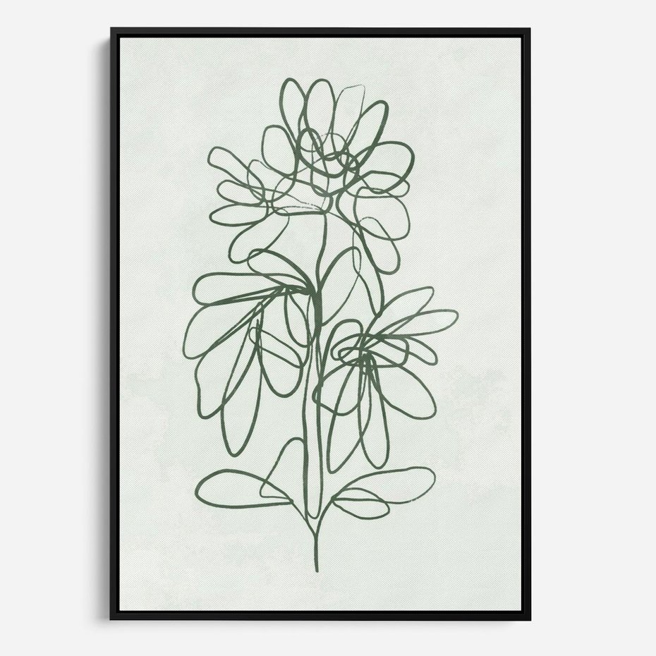 Obraz w ramie 70x100 - Spokojne Poddanie Naturze - zielony plakat, roślinne inspiracje - rama czarna