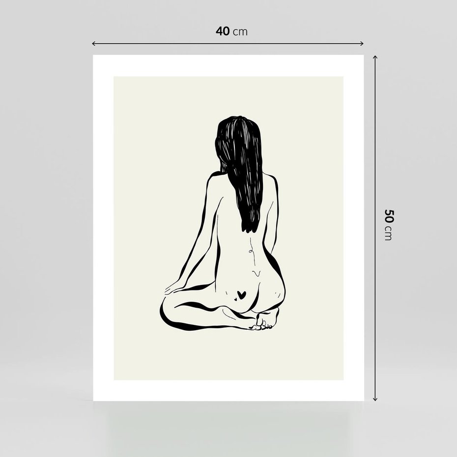 Plakat bez ramy 40x50 - Minimalistyczna Piękność: Kobieta w Sztuce - grafika minimalizm, rysunek kobiety