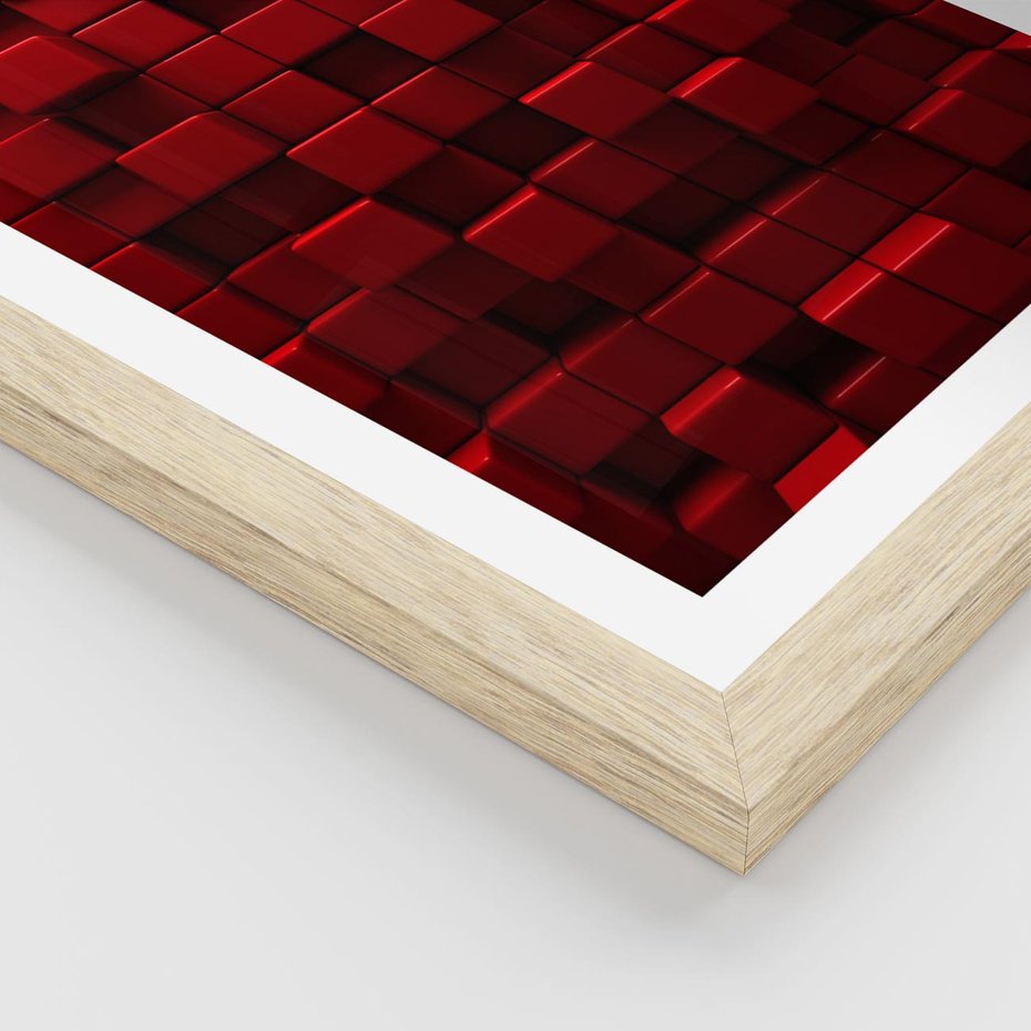 Plakat w ramie 50x70 - Geometryczne 3D: wizja przestrzeni - geometryczne, 3D - rama drewno