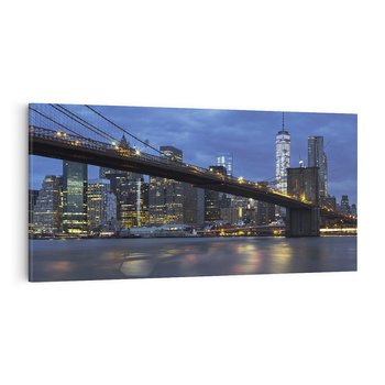 Obraz na płótnie 120x60 - Mosty Manhattanu nocą - most, Nowy Jork