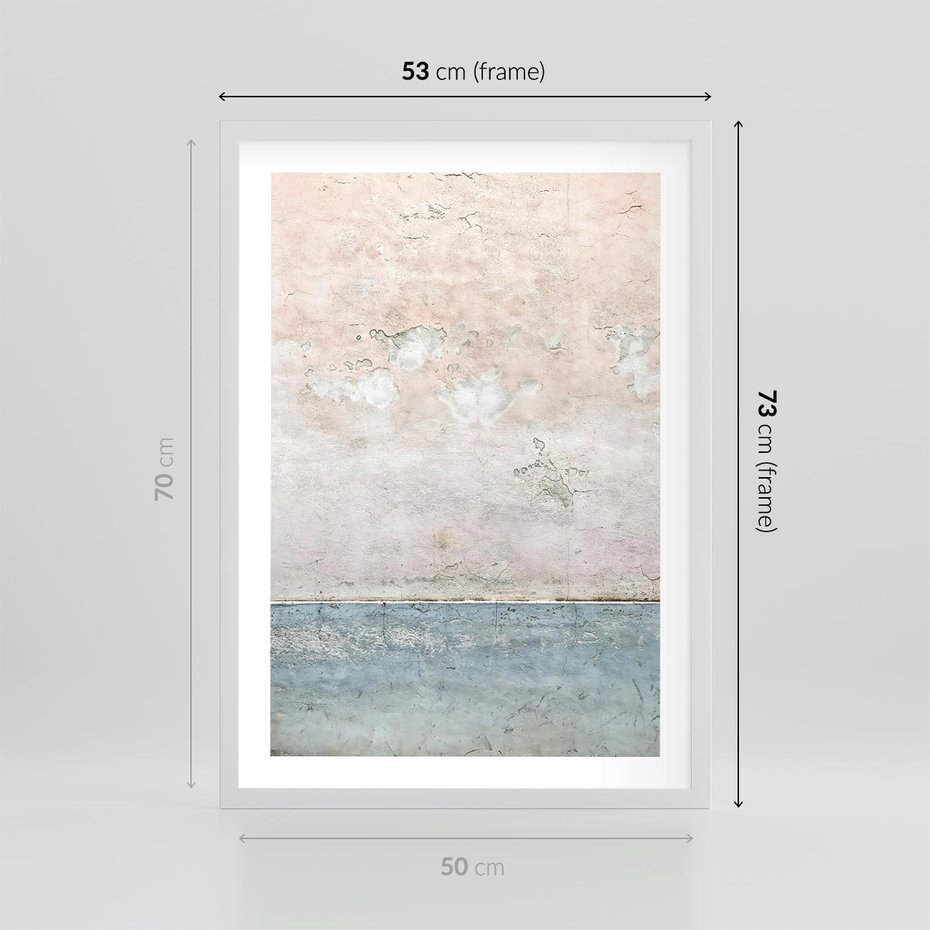 Plakat w ramie 50x70 - Obraz Starej Ściany z Delikatnymi Odcieniami - ściana, stara ściana - rama biała
