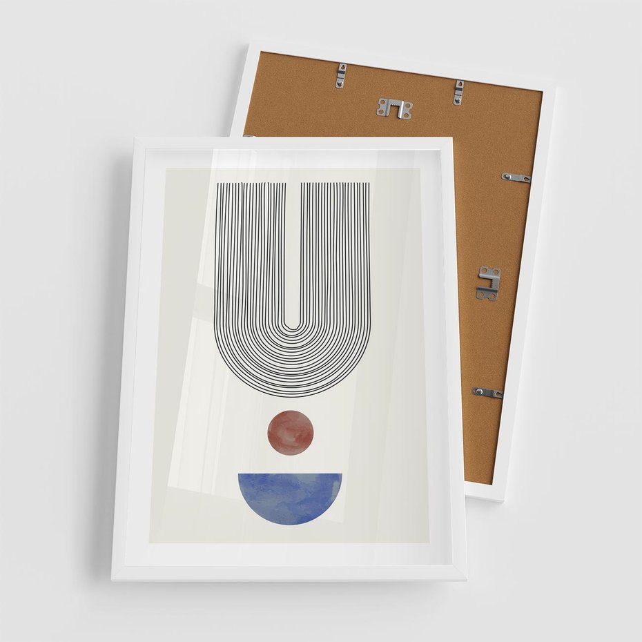 Plakat w ramie 50x70 - Rozplątane Wibracje - nowoczesny plakat, styl midcentury - rama biała