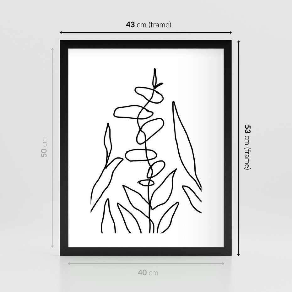 Plakat w ramie 40x50 - Konturem Naznaczone - mroczna sztuka, minimalizm - rama czarna