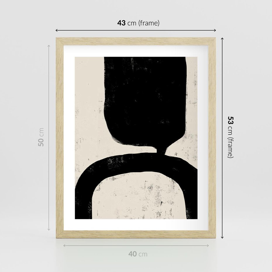 Plakat w ramie 40x50 - Przenikające Plamy - abstrakcyjna sztuka, minimalizm - rama drewno