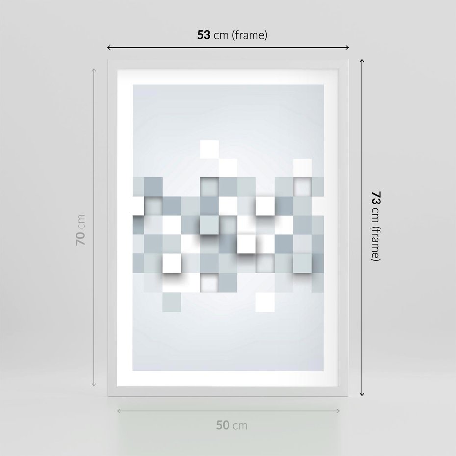 Plakat w ramie 50x70 - Trójwymiarowe formy geometryczne - geometria, 3D - rama biała