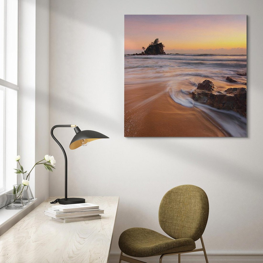 Obraz na płótnie 60x60 - Skały nad morzem - morze, plaża