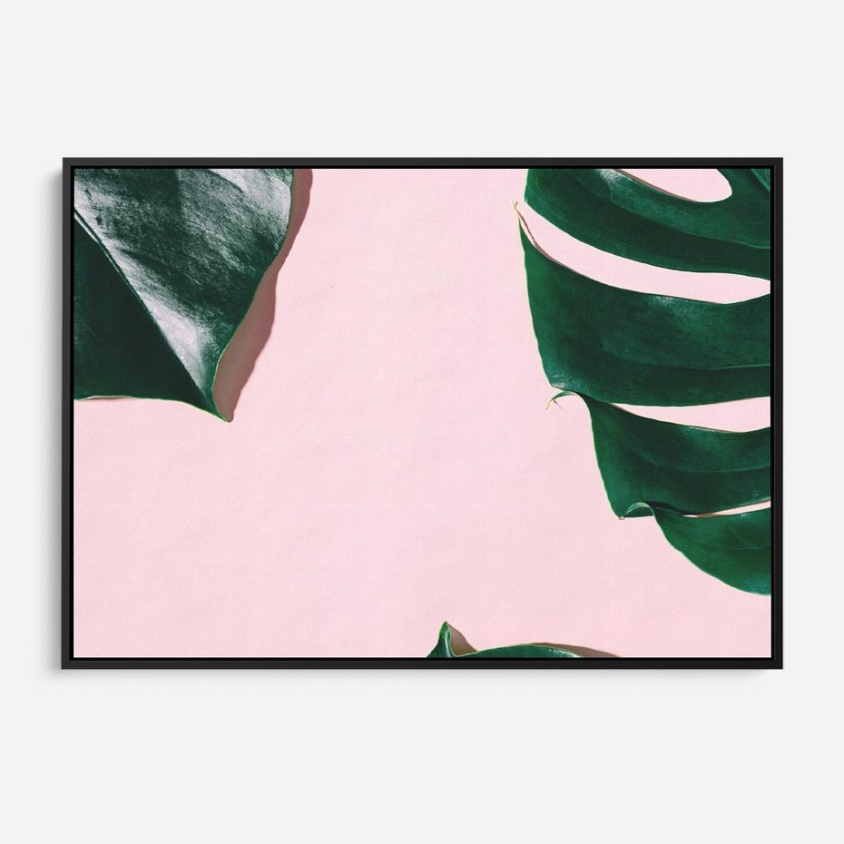 Obraz w ramie 100x70 - Siła Natury - liście, monstera - rama czarna