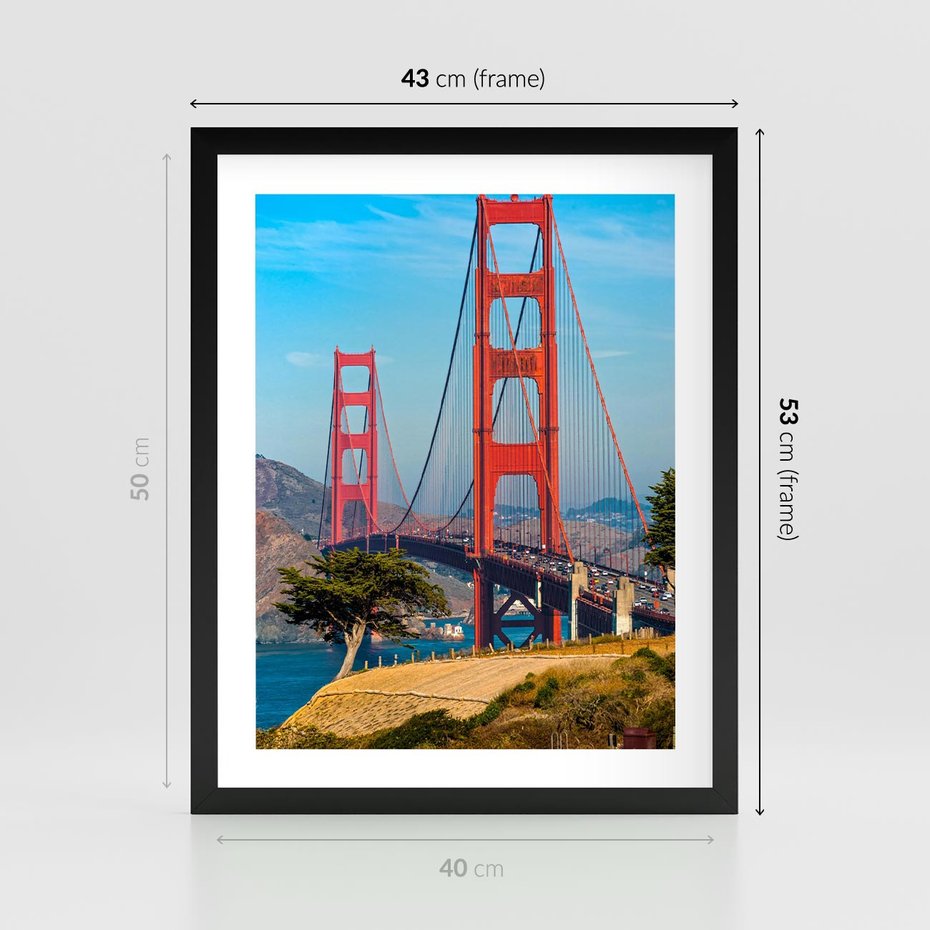 Plakat w ramie 40x50 - W krainie amerykańskich mostów - most, USA - rama czarna