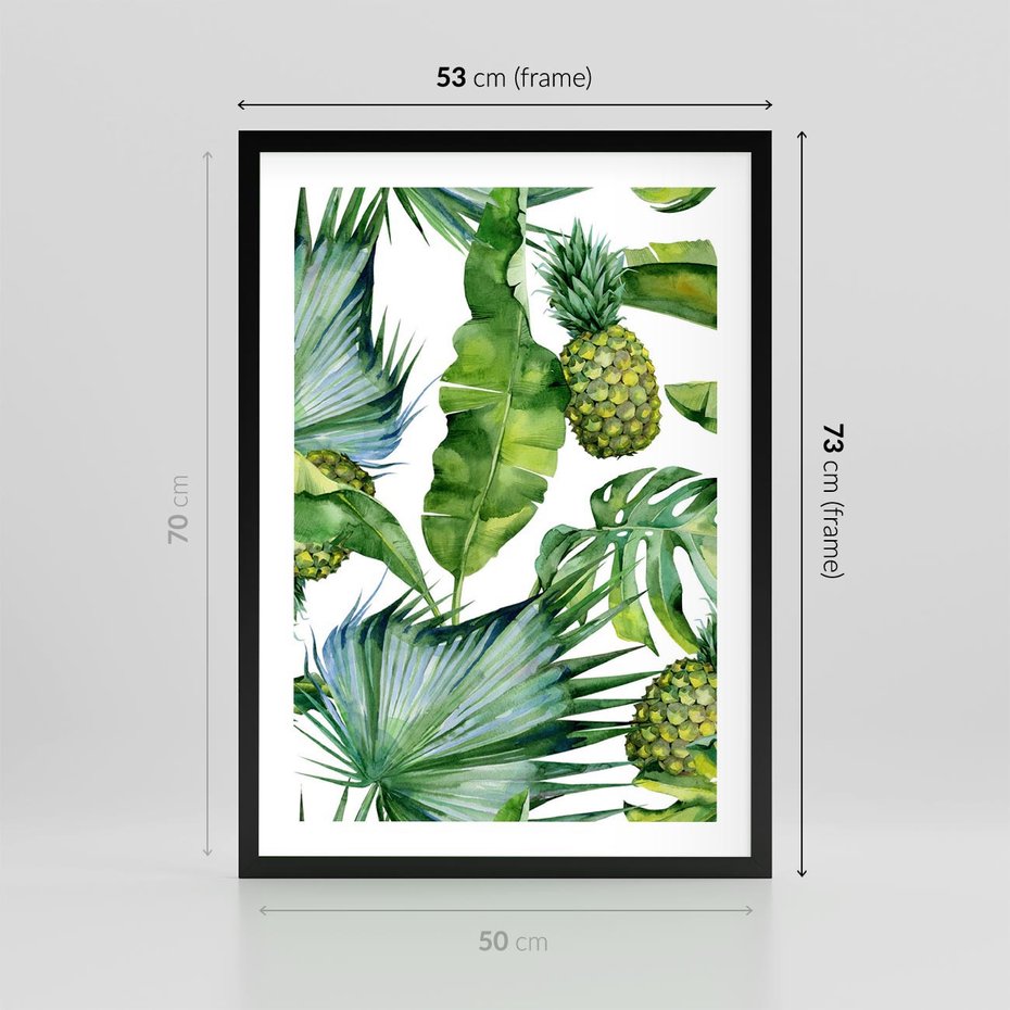 Plakat w ramie 50x70 - Oaza Natury - liście, tropikalne - rama czarna