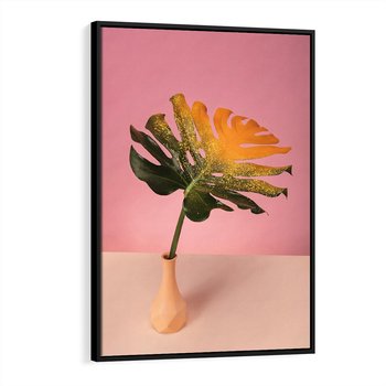 Obraz w ramie 70x100 - Egzotyczna monstera - monstera, liść - rama czarna