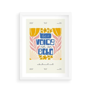 Plakat w ramie 40x50 - Złote Impulsy - typografia, kwiaty - rama biała