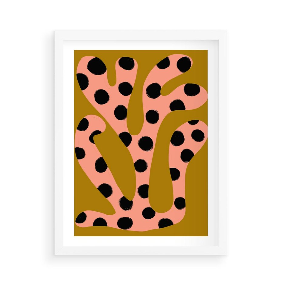 Plakat w ramie 50x70 - Rozkwitająca Wolność Boho - abstrakcyjne boho kształty, dziwne - rama biała