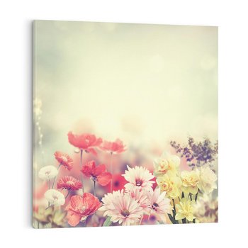 Obraz na płótnie 60x60 - Delikatne kwiaty pastelowe - kwiaty, pastelowe