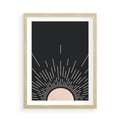 Plakat w ramie 50x70 - Słoneczny Portret Duszy - boho czarne słońce, nowoczesna grafika - rama drewno