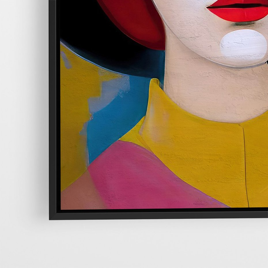 Obraz w ramie 70x100 - Kształtujące Widzenia - abstrakcyjny obraz olejny, portret twarzy kobiety - rama czarna