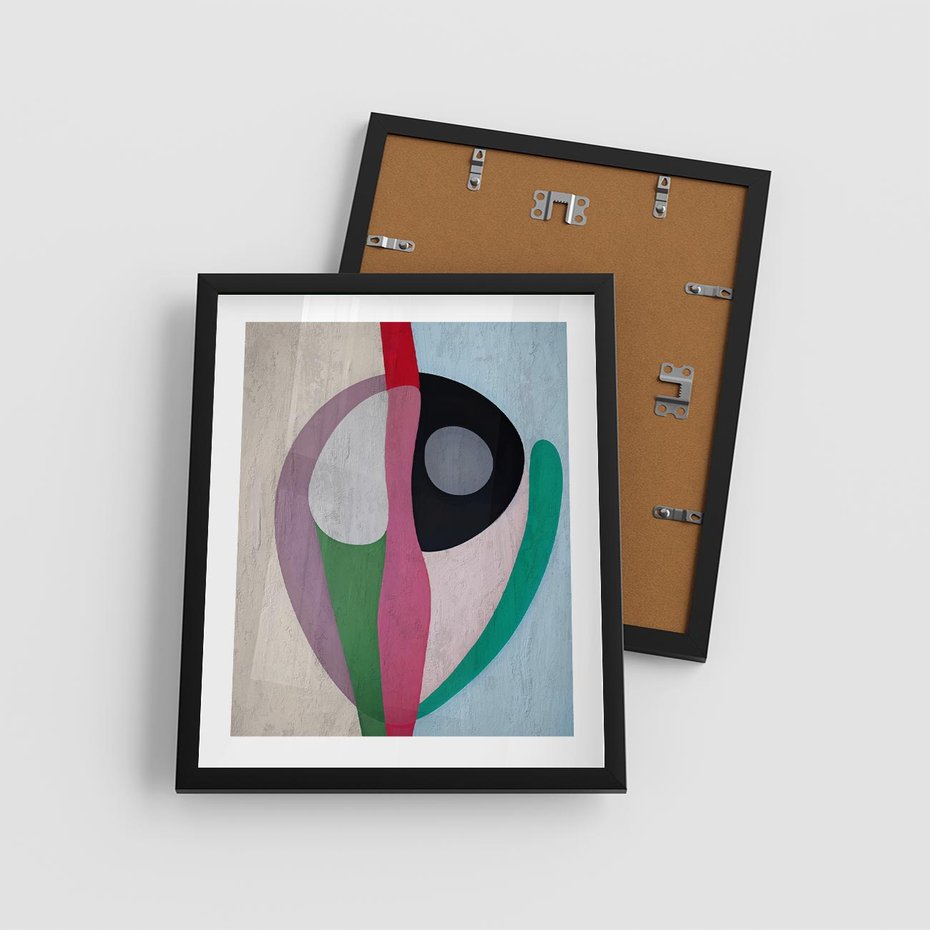 Plakat w ramie 40x50 - Wibracje Kolorów Marzeń - abstrakcyjne dziwne kształty, olejny obraz - rama czarna