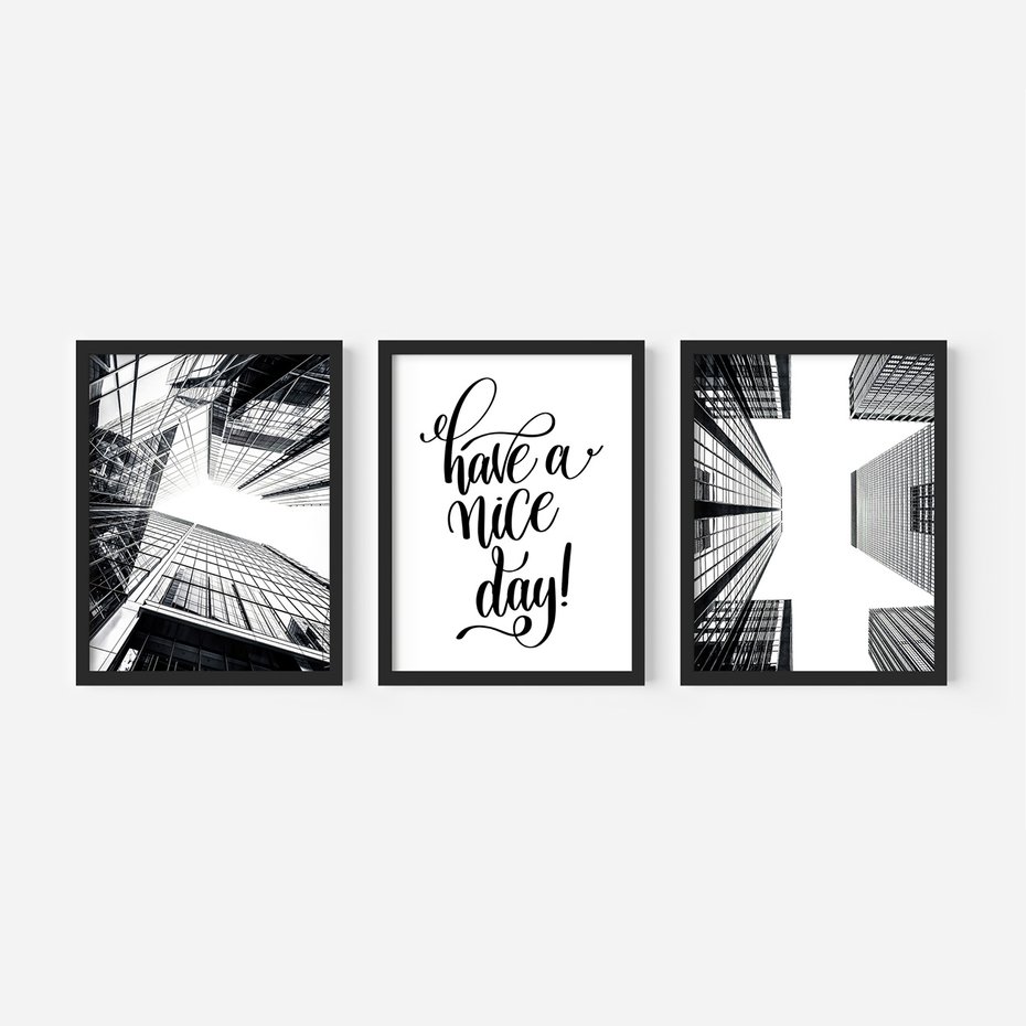 Zestaw obrazy w ramie 50x70 galeria - Nowoczesny, minimalizm, cytat, typografia - rama czarna