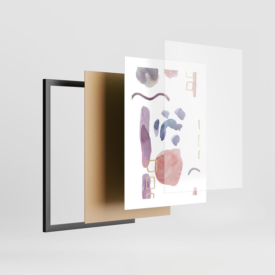 Plakat w ramie 30x40 - Boho Widokowe Impresje - abstrakcyjny palakt, akwarelowe plamy - rama czarna