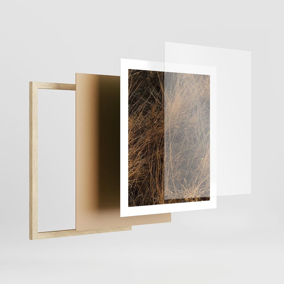 Plakat w ramie 40x50 - Szlachetna Suchość Traw - trawy, suche trawy - rama drewno