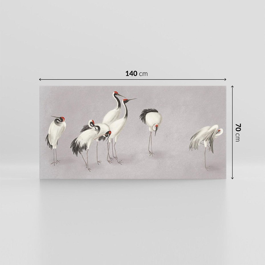 Obraz na płótnie 140x70 - Spojrzenie wstecz w pędzlu - szkic rysunek, japońskie żurawie