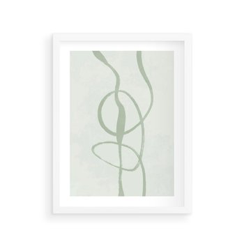 Plakat w ramie 30x40 - Zieleń Wewnętrznej Harmonii - zielona abstrakcja, zgaszona zieleń - rama biała