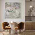 Obraz w ramie 80x80 - Betonowe Wspomnienia Liści - odciski w betonie, odbitki - rama biała