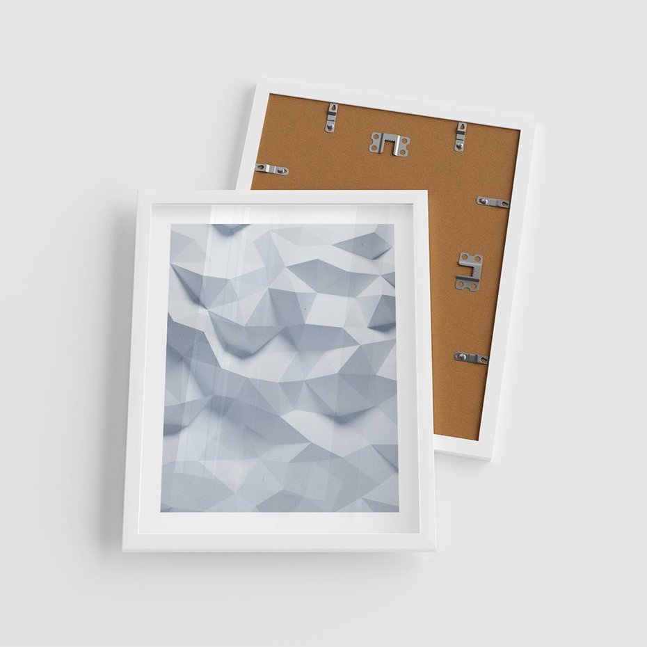 Plakat w ramie 40x50 - Trójwymiarowa geometria - geometria, 3d - rama biała