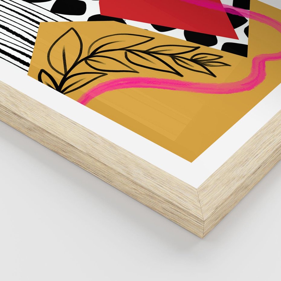 Plakat w ramie 50x70 - Wnętrza Form - abstrakcyjna kompozycja, różne tekstury - rama drewno