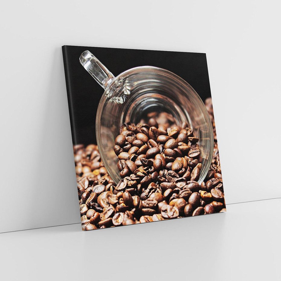 Obraz na płótnie 60x60 - Kawa ziarna pełne aromatu - kawa, ziarna