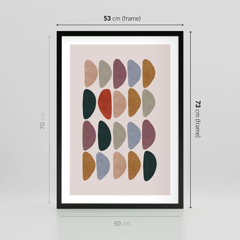 Plakat w ramie 50x70 - Granice Boho - abstrakcyjny obraz, geometryczna kompozycja - rama czarna