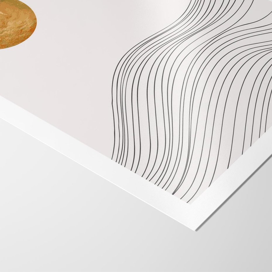 Plakat bez ramy 40x50 - Minimalistyczne Słońce: Blask i Złoto - grafika, minimalizm