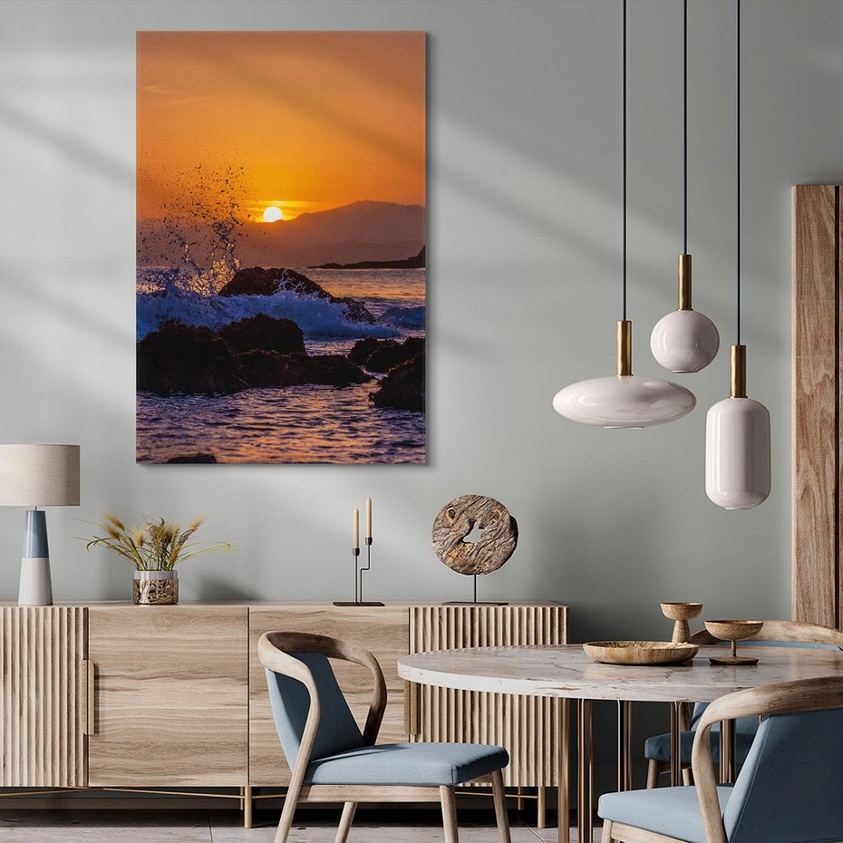 Obraz na płótnie 70x100 - Morze, fale i skały - morze, fale