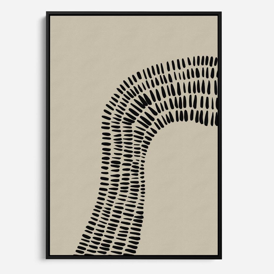 Obraz w ramie 70x100 - Migotliwa Innowacyjna Ekspresja - boho plakat, czarne kropki kreski - rama czarna