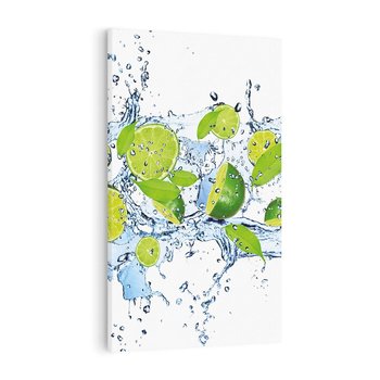 Obraz na płótnie 80x120 - Świeżość limonki i błękity wody - limonka, woda