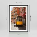 Plakat w ramie 50x70 - Urok tramwaju w Lizbonie - Lizbona, tramwaj - rama czarna